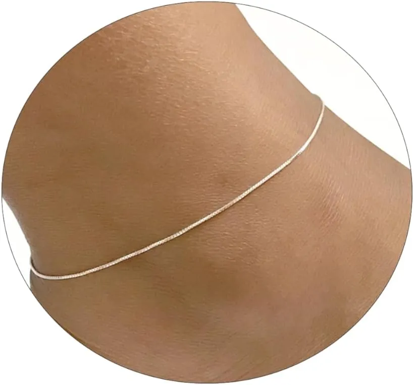 MOLEVY Ankle Bracelets for Women 14K Gold Plated Anklet Silver Anklets Waterproof Evil Eye Beaded Pearl Tennis Crystal Heart Cuba Link Chain Anklets Dainty Jewelry Gift for Her