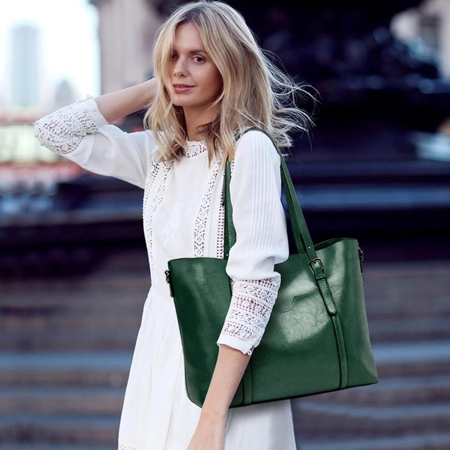 Multi Pocket Shoulder Bags for Woman Crossbody Purses and Handbags Lightweight Pocketbook Lightweight Puffer Bag(Green)