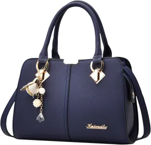 Multi Pocket Shoulder Bags for Woman Lightweight Quilted Leather Handbags for Women Nylon Quilted Shoulder Purse(Blue)