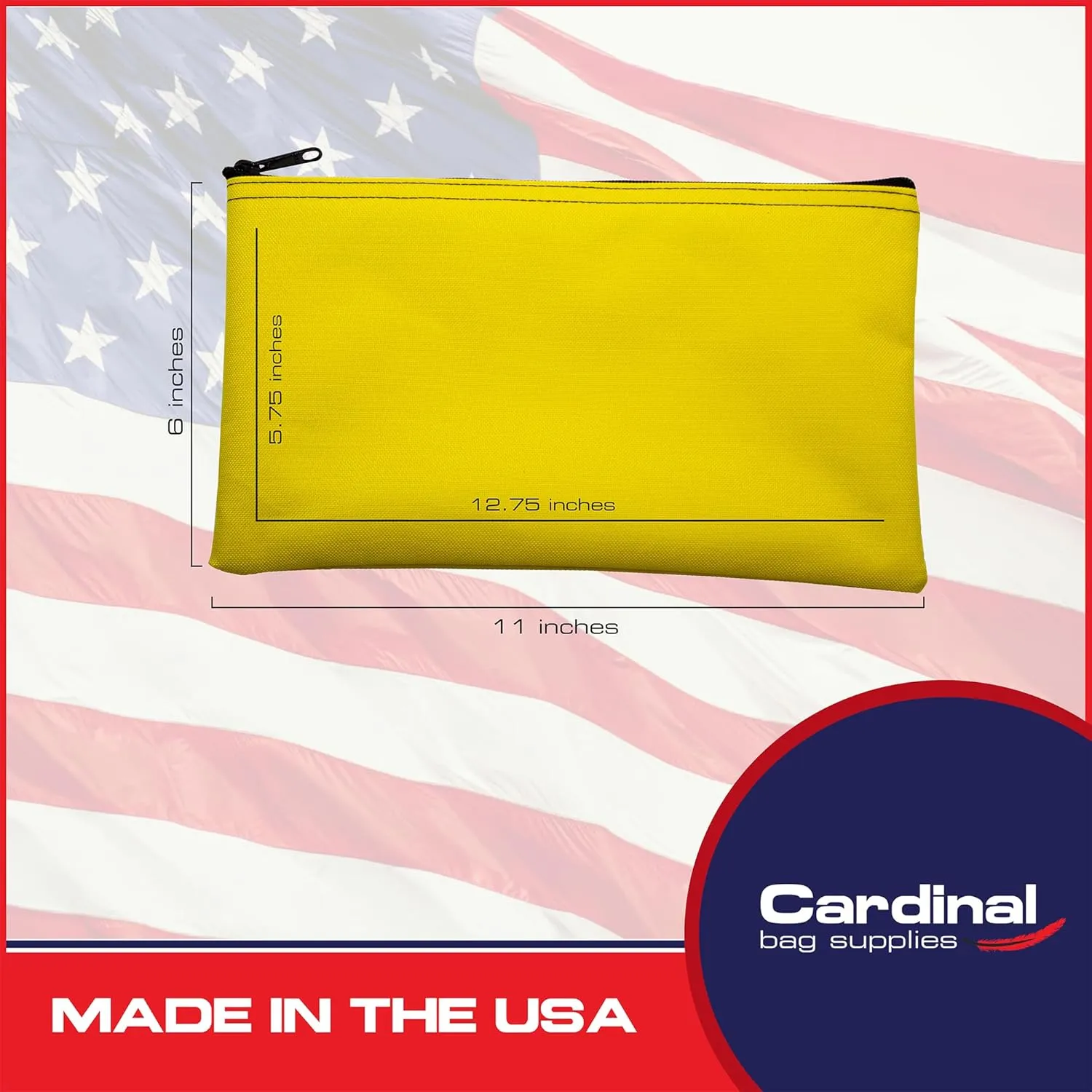 Multipack of 2 Compact Zipper Cloth Pouches, Zipper Bag, Travel Toiletry, Cosmetics, Stationary Case, 11 x 6 inches (Yellow)