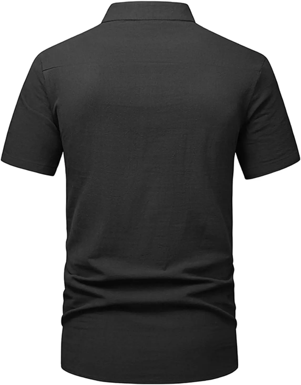 Muscularfit Mens Cotton Linen Shirts Short Sleeve Regular-Fit Button Down Summer Top Light Weight Henley Henley Polo T Shirt