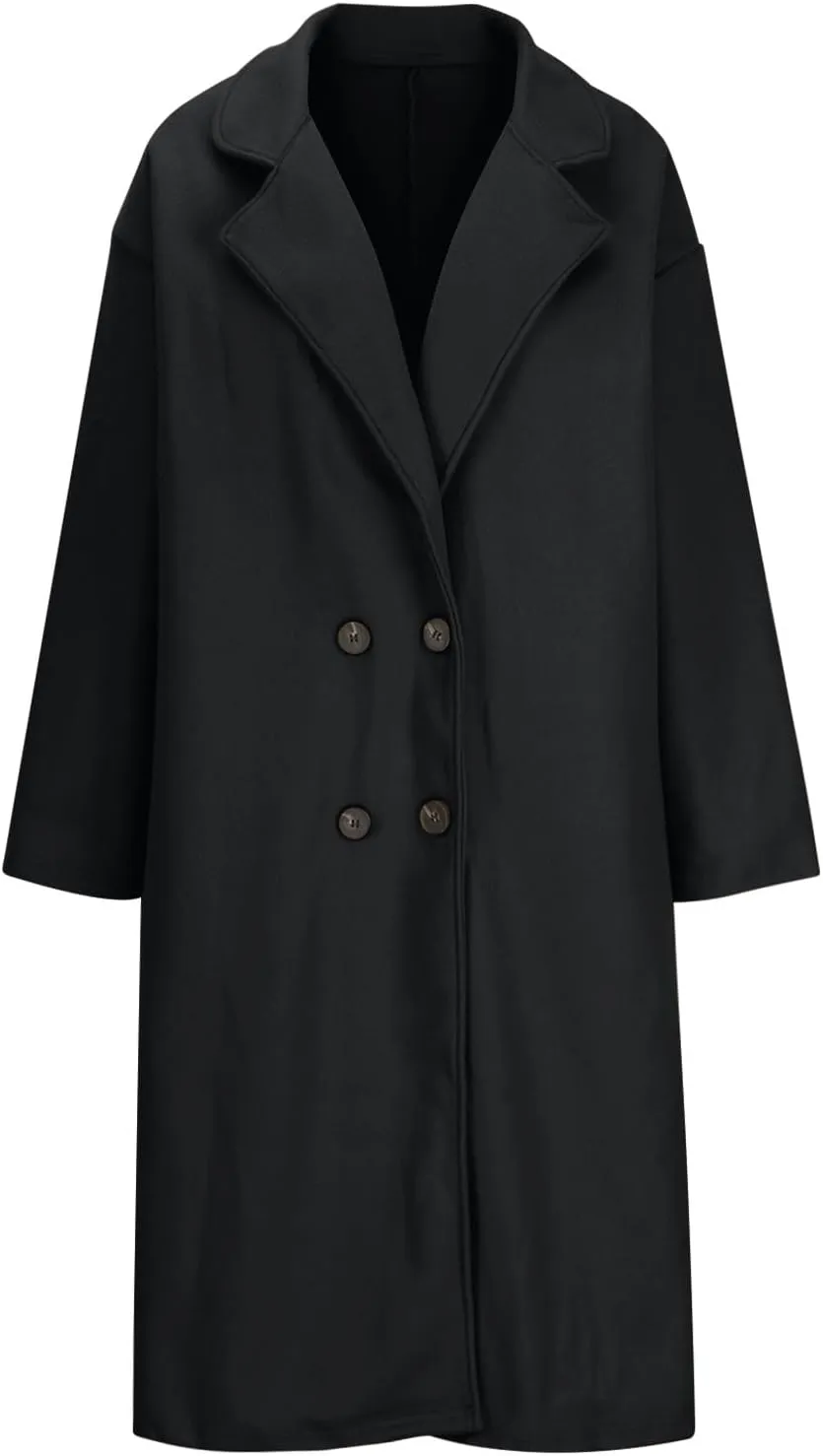 NATHGAM Winter Woolen Coats for Women Warm Lightweight Coats Outdoor Trench Woolen Coats Jackets Lapel Slim Long Coatigan