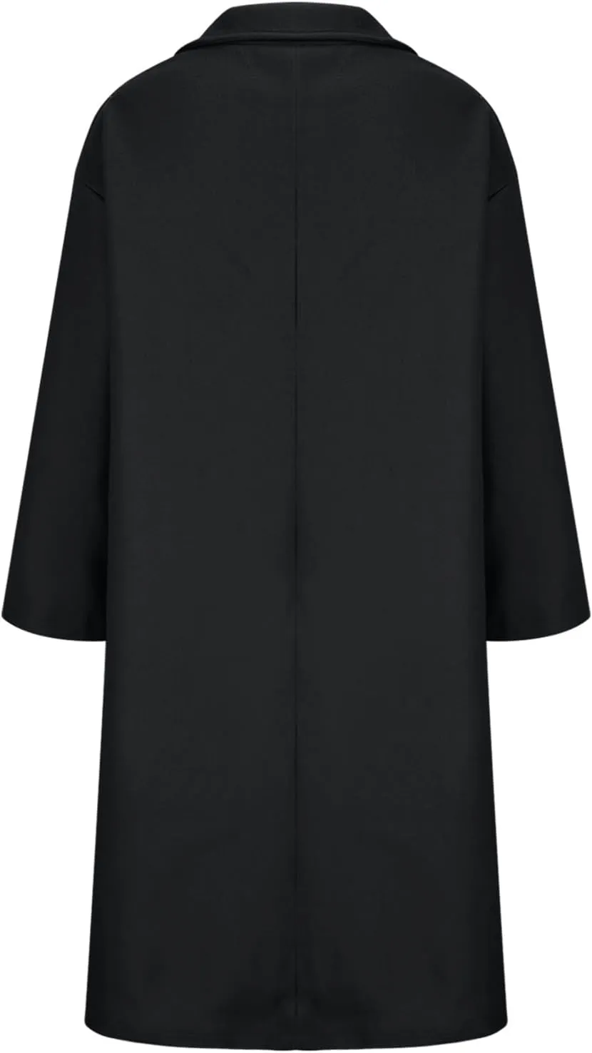 NATHGAM Winter Woolen Coats for Women Warm Lightweight Coats Outdoor Trench Woolen Coats Jackets Lapel Slim Long Coatigan