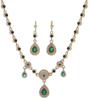 New 2025 Algerian Handmade Jewelry Crystal Wedding Hair Accessories Metal Headpiece Jewelry Set Head Chain And Earrings Water Drop Shape Decoration Jewelry Commemorative Trendy Best For Gift