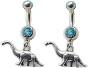 New Women Jewelry 2pcs Dinosaur belly button ring 14 gauge stainless steel belly navel ring body jewelry
