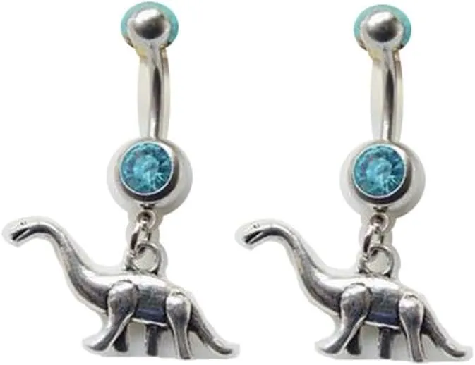 New Women Jewelry 2pcs Dinosaur belly button ring 14 gauge stainless steel belly navel ring body jewelry