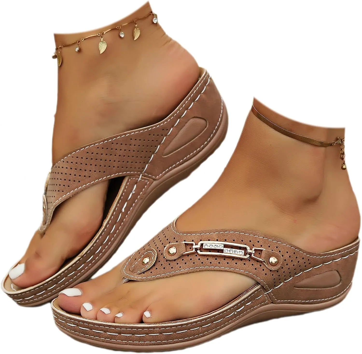 Orthopedic Sandals for Women Dressy Summer Comfortable Walking Sandals with Arch Support Slip On Flip Flops Open Toe Breathable Mesh Sports Sandal Casual Beach Boho Sandal