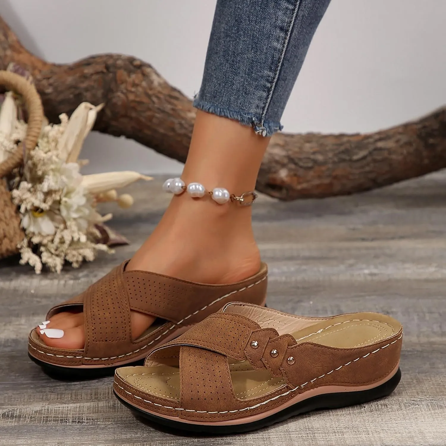Orthopedic Sandals for Women, Soft Open Toe Slippers, Comfort Wear Orthowear Shoes, Slip On Platform Sandals Wedge Slide Sandal Dressy Summer Slides Comfortable Lightweight Casual Wedges