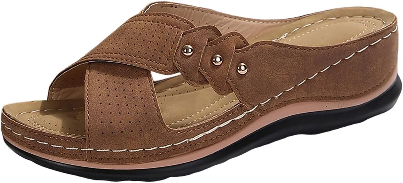 Orthopedic Sandals for Women, Soft Open Toe Slippers, Comfort Wear Orthowear Shoes, Slip On Platform Sandals Wedge Slide Sandal Dressy Summer Slides Comfortable Lightweight Casual Wedges