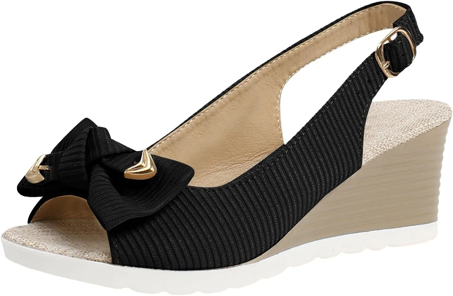 Orthopedic Wedge Sandals For Women Dressy Summer 2025 Comfortable Walking, Womens Espadrilles Sandal Open Toe Platform Bowknot Ankle Strap Casual Beach Shoes