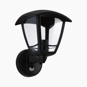 Outdoor Classic 12W LED Wall Light with Motion Detection in Black