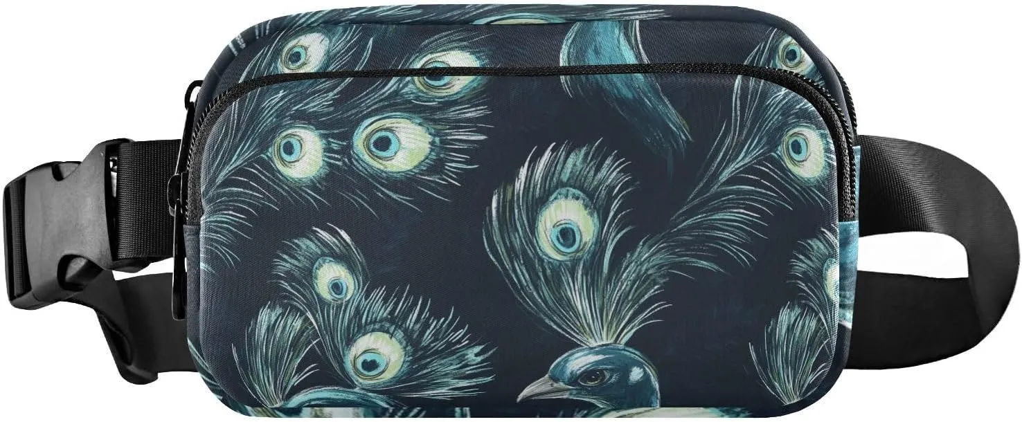 Peacock Vibrant Birds Cute Waist Bag Fanny Pack for Men Women Waterproof Crossbody Passport Bag with Adjustable Strap for Travel Shopping Running