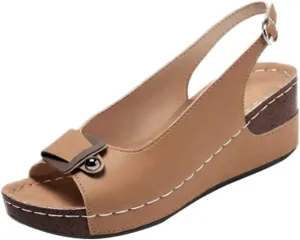 Peep Toe Flats with Bow for Women Summer Hollow Out Slingback Wedge Sandals Slip On Casual Comfortable Ankle Strap Fashion Shoes Orthopedic Walking Dressy Platform Beach Espadrille Bowknot