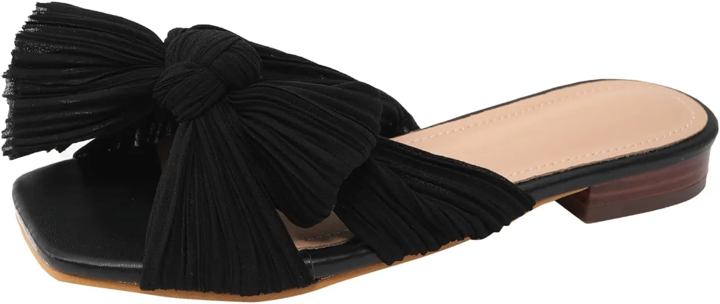peqiut Orthopedic Sandals for Women Slip On Flat Bowknot Womens Sandals Comfortable Summer Holiday Dressy Sandals Women