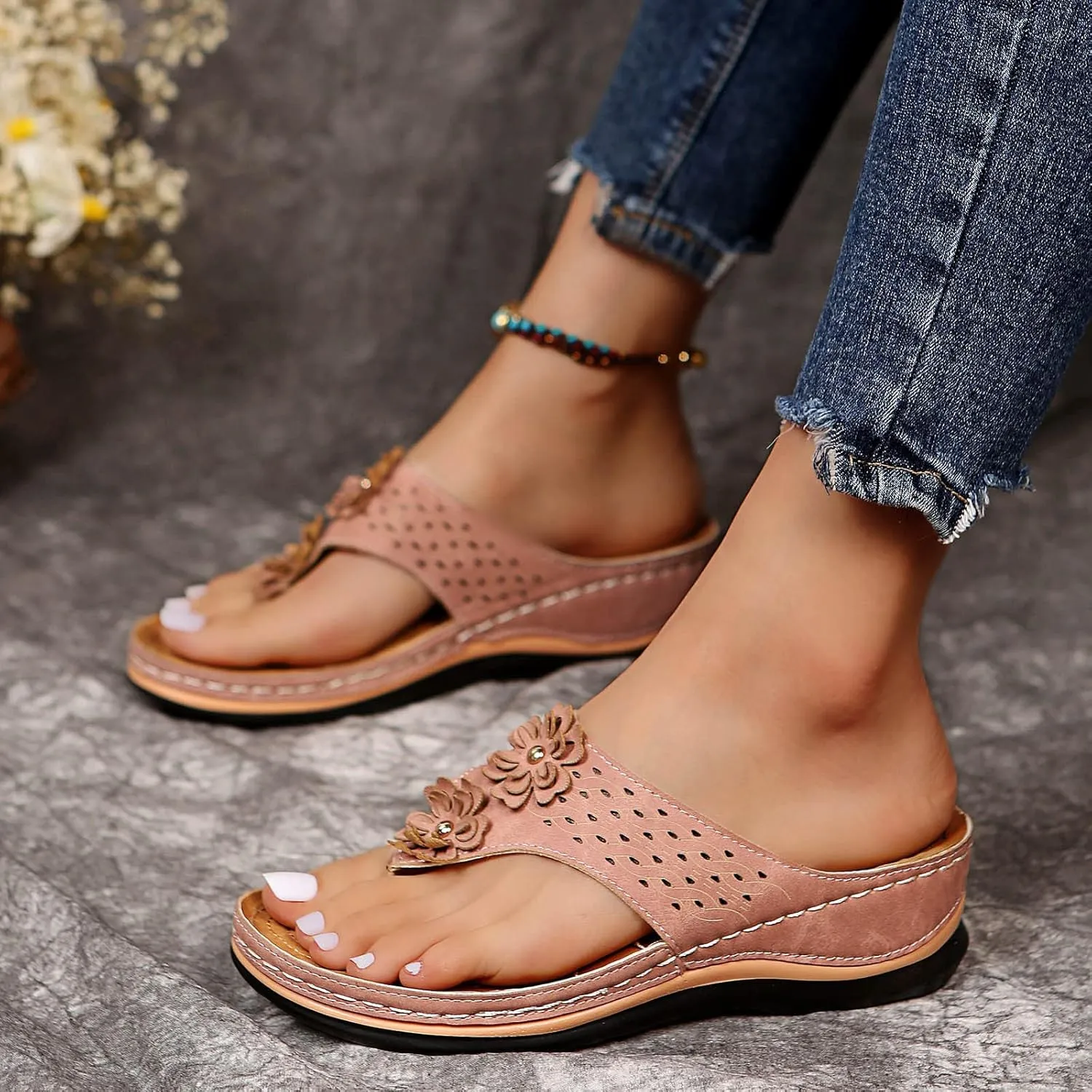 peqiut Platform Sandals Women Summer Comfortable Lightweight Breathable Orthopedic Sandals Women Dressy Womens Sandals 2024