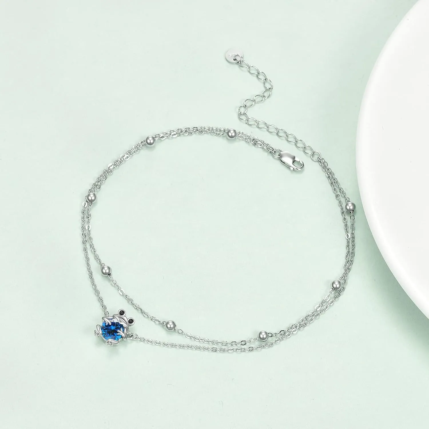 POPKIMI Sunflower/Cute Animal Anklet S925 Sterling Silver Ankle Bracelets Fashion Jewelry Anniversary Birthday Gifts for Women