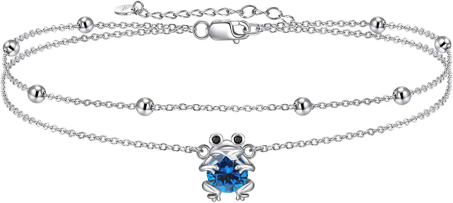 POPKIMI Sunflower/Cute Animal Anklet S925 Sterling Silver Ankle Bracelets Fashion Jewelry Anniversary Birthday Gifts for Women