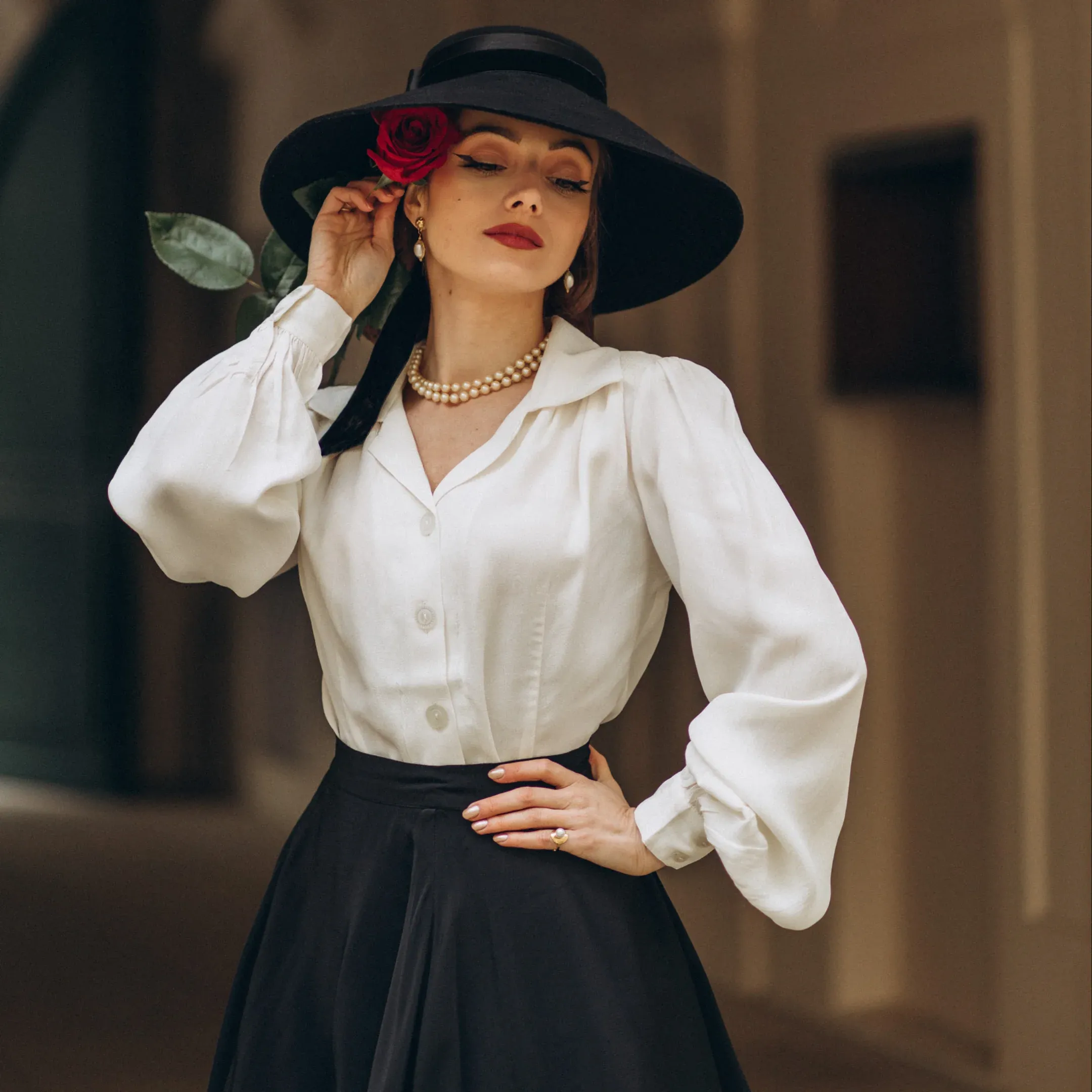 Poppy Blouse in Black Floral Dancer