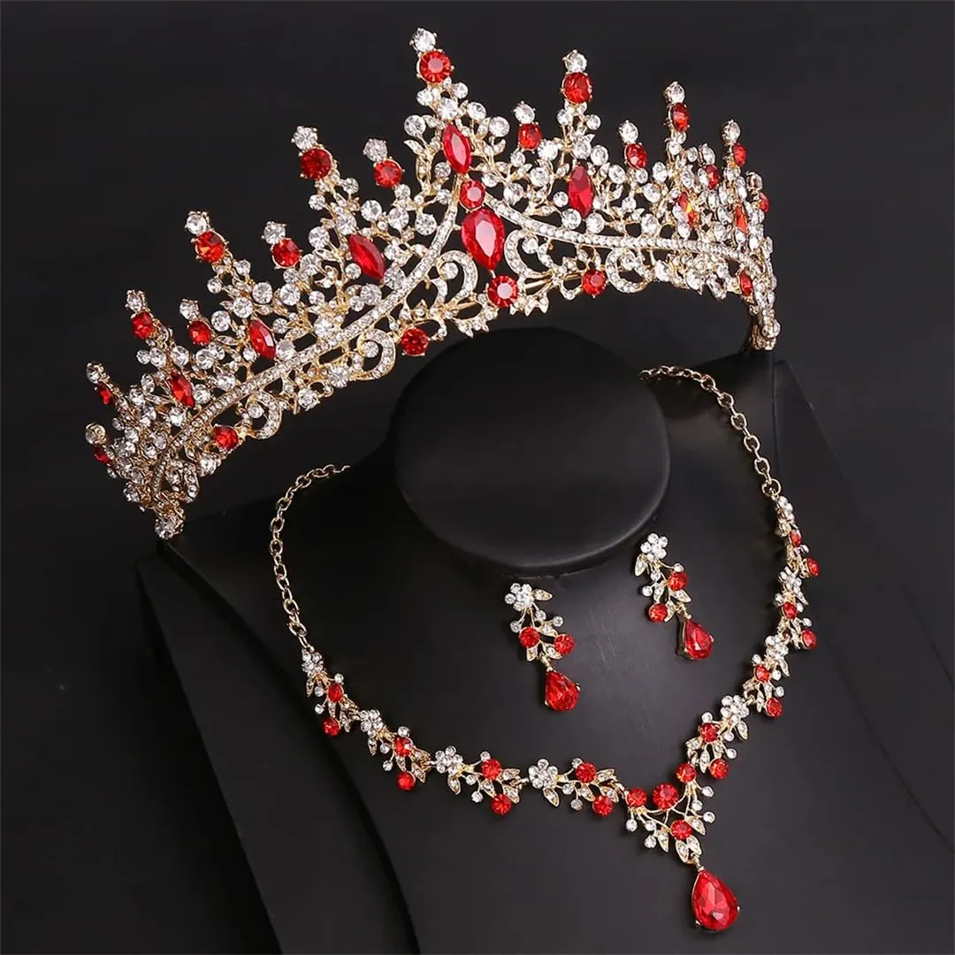 Princess Crowns Bridal Jewelry Sets For Women Tiaras Necklace Earrings Prom Bride Jewelry Set Wedding Dress Accessories
