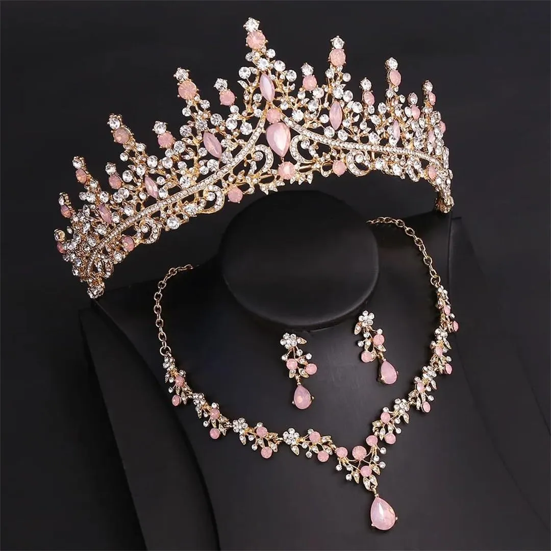 Princess Crowns Bridal Jewelry Sets For Women Tiaras Necklace Earrings Prom Bride Jewelry Set Wedding Dress Accessories