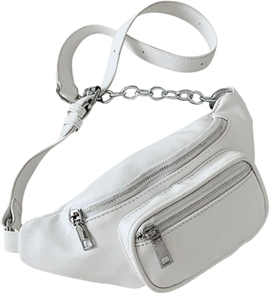 Pu Leather Chain Waist Bag for Women Crossbody Bag Durable and Easy to Clean
