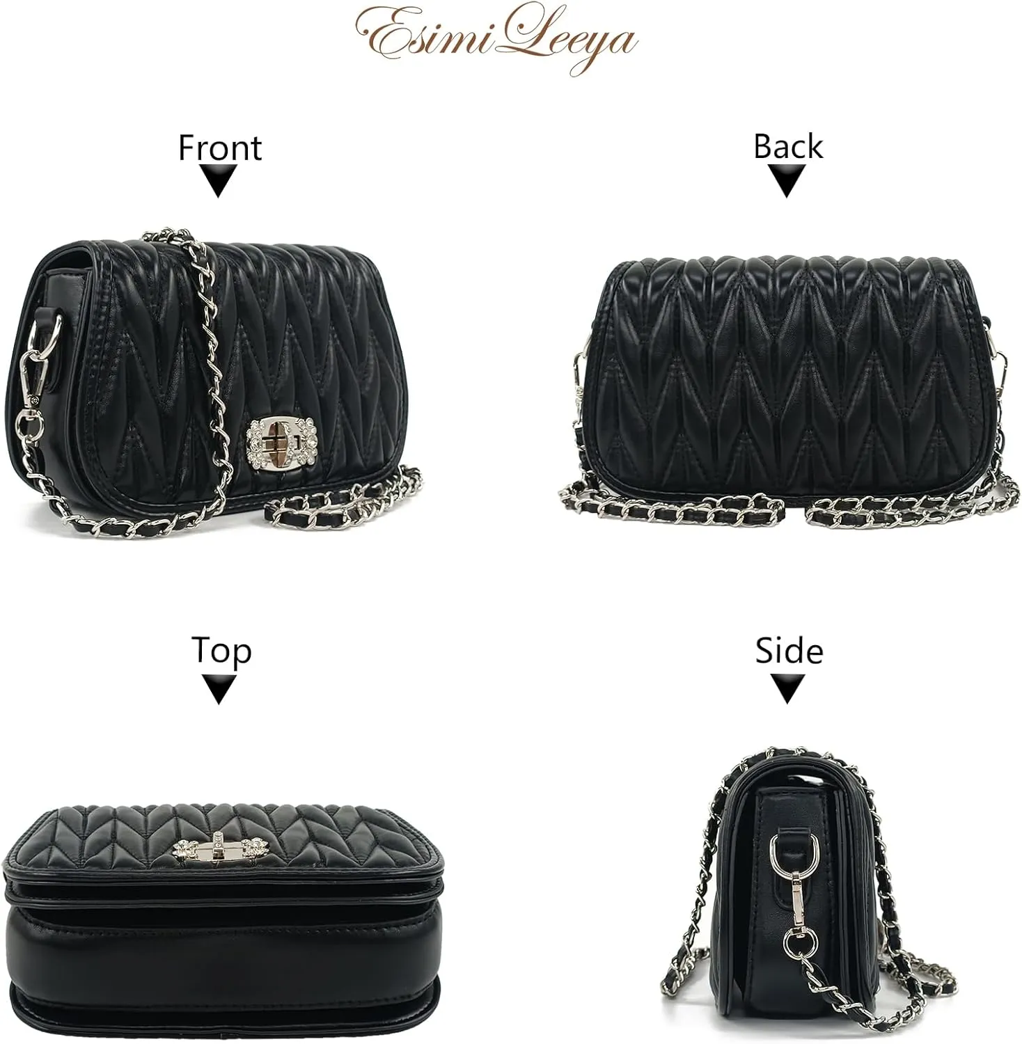 Quilted Handbags for Women with Chain Strap Shoulder Bags Trendy Compact Small Purses