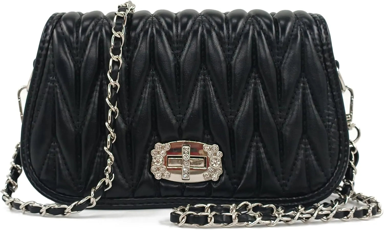 Quilted Handbags for Women with Chain Strap Shoulder Bags Trendy Compact Small Purses