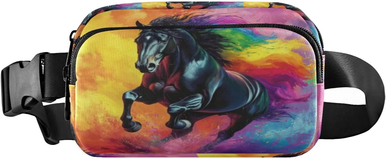 Rainbow Mane Horse Vibrant Fanny Packs for Women Girls Crossbody Bags Everywhere Belt Bag with Adjustable Strap Fashion Waist Pack for Workout Travel Running