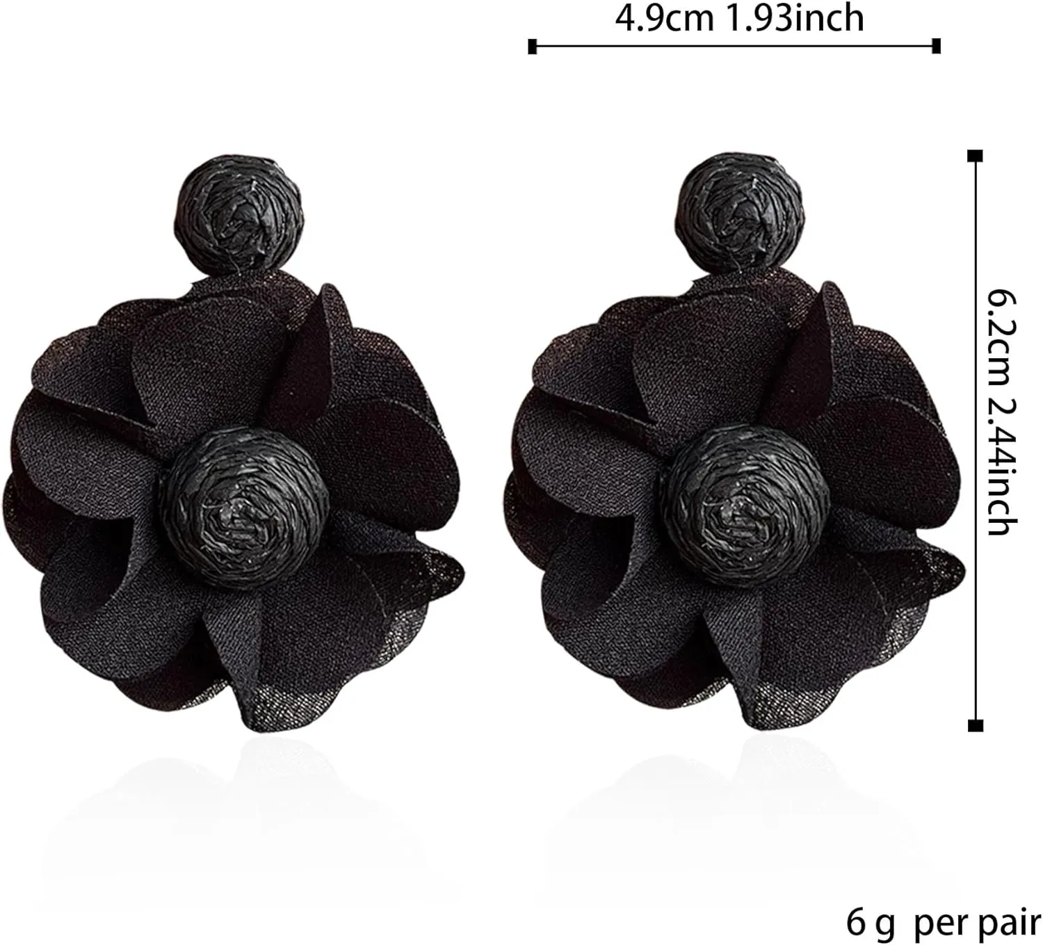 Rattan Flower Drop Earrings Raffia Dangle Boho Statement Earrings for Women