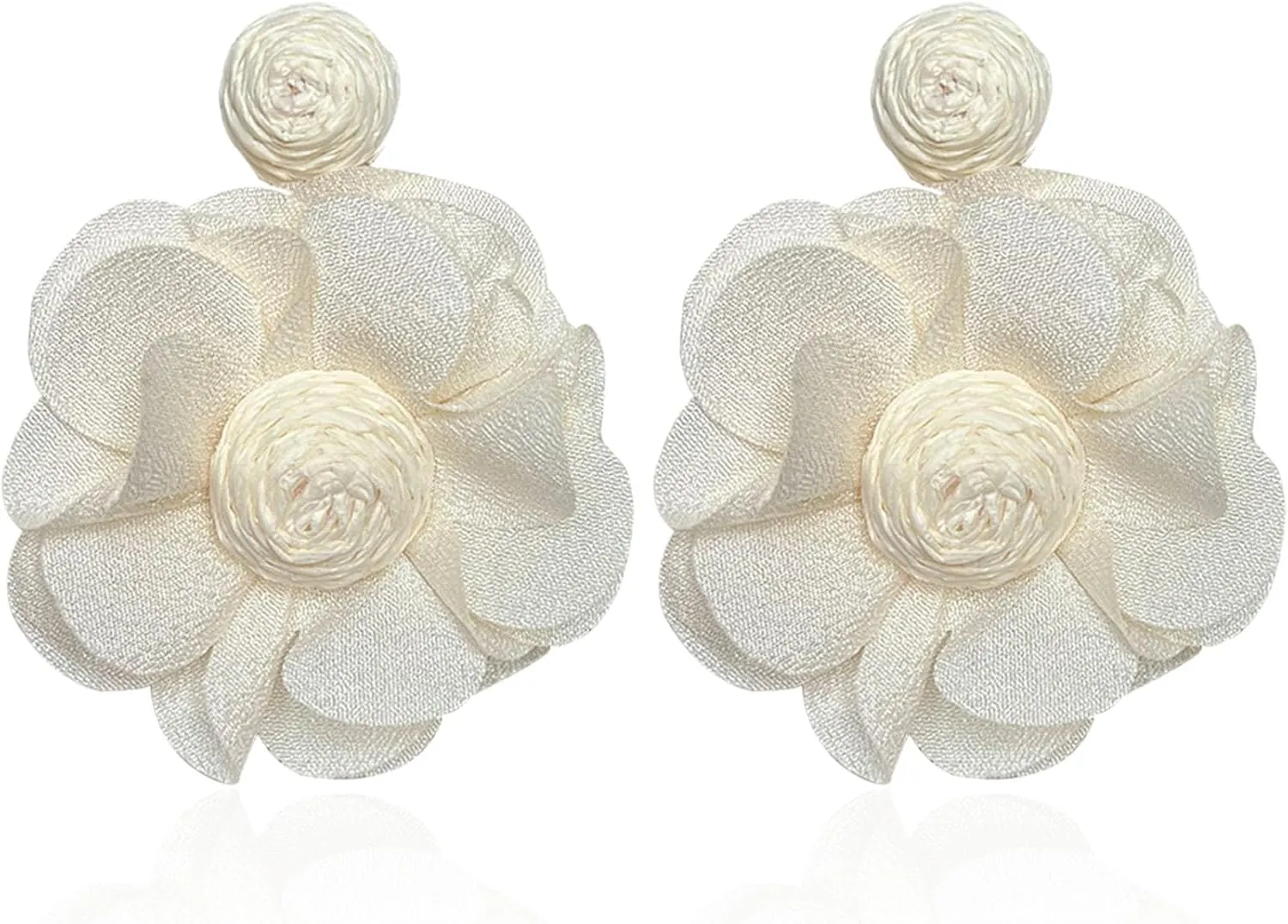 Rattan Flower Drop Earrings Raffia Dangle Boho Statement Earrings for Women
