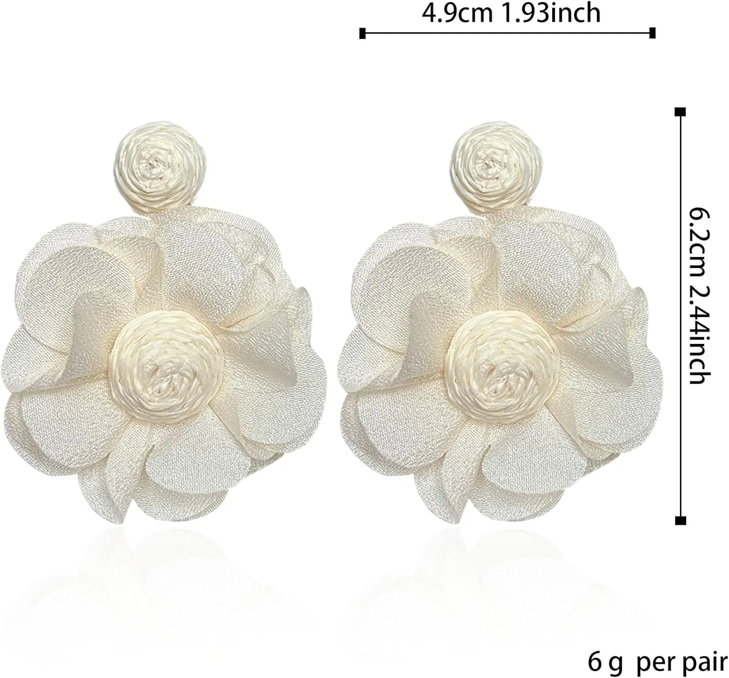 Rattan Flower Drop Earrings Raffia Dangle Boho Statement Earrings for Women