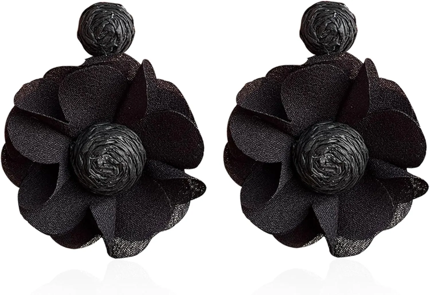 Rattan Flower Drop Earrings Raffia Dangle Boho Statement Earrings for Women