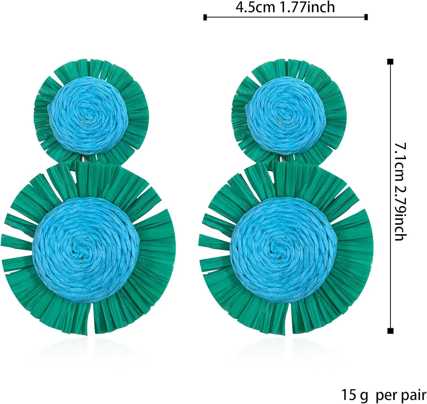 Rattan Stud Earrings for Women Handmade Lightweight Wicker Statement Straw Drop Dangle Earring