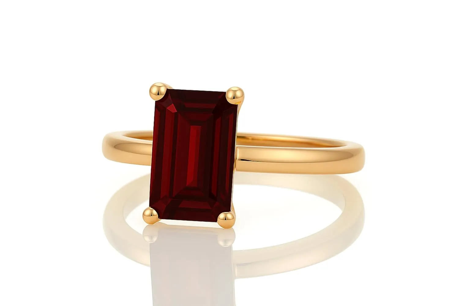 Rectangular Garnet Ring - Handmade Rose Gold Jewelry for Women - Birthstone, Engagement, Anniversary, Promise Ring - Customizable Gemstone Jewelry