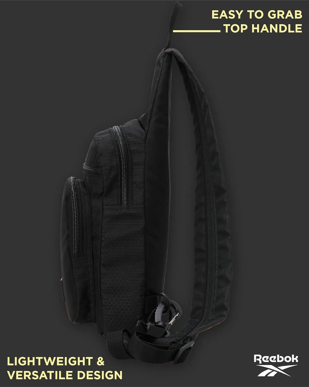 Reebok Unisex Crossbody Bag - Compact Sling Crossbody Bags for Women and Men with Convertible Strap for Gym and Travel, Size,