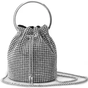 Rhinestone Purse Silver Evening Bag Sparkly Purse Silver Bags for Women
