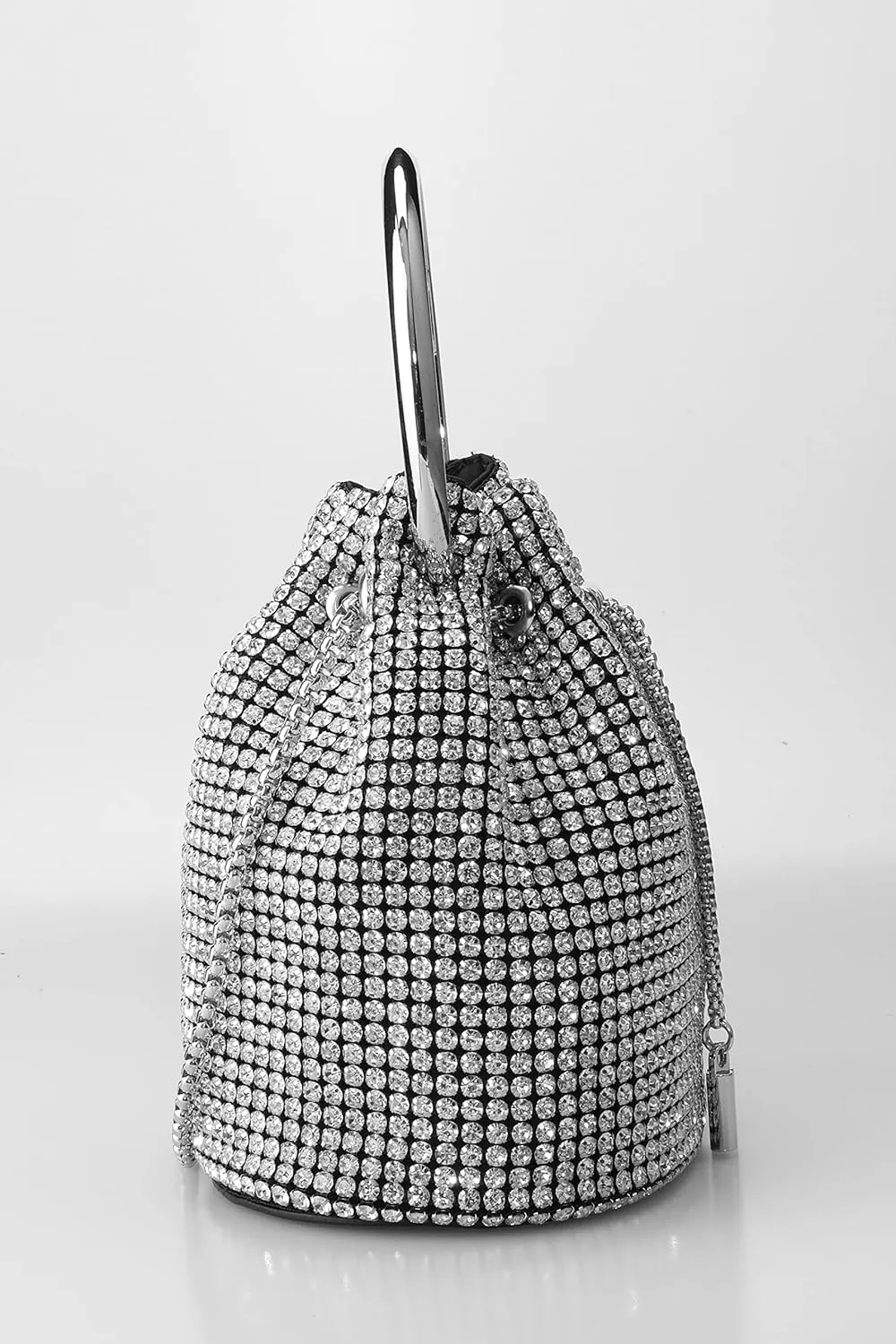 Rhinestone Purse Silver Evening Bag Sparkly Purse Silver Bags for Women