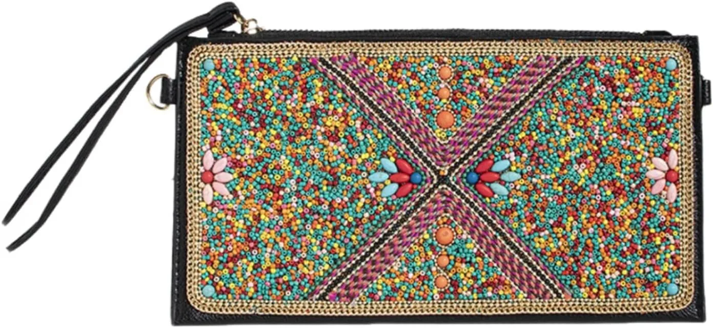RICHTRUE Sequin Beaded Purse Boho Clutch Purses Women Small Leather Crossbody Bags Cute Beach Purse Y2k Summer Fashion