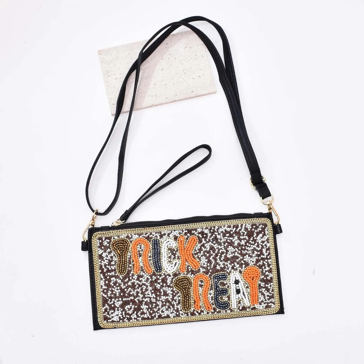RICHTRUE Sequin Beaded Purse Boho Clutch Purses Women Small Leather Crossbody Bags Cute Beach Purse Y2k Summer Fashion