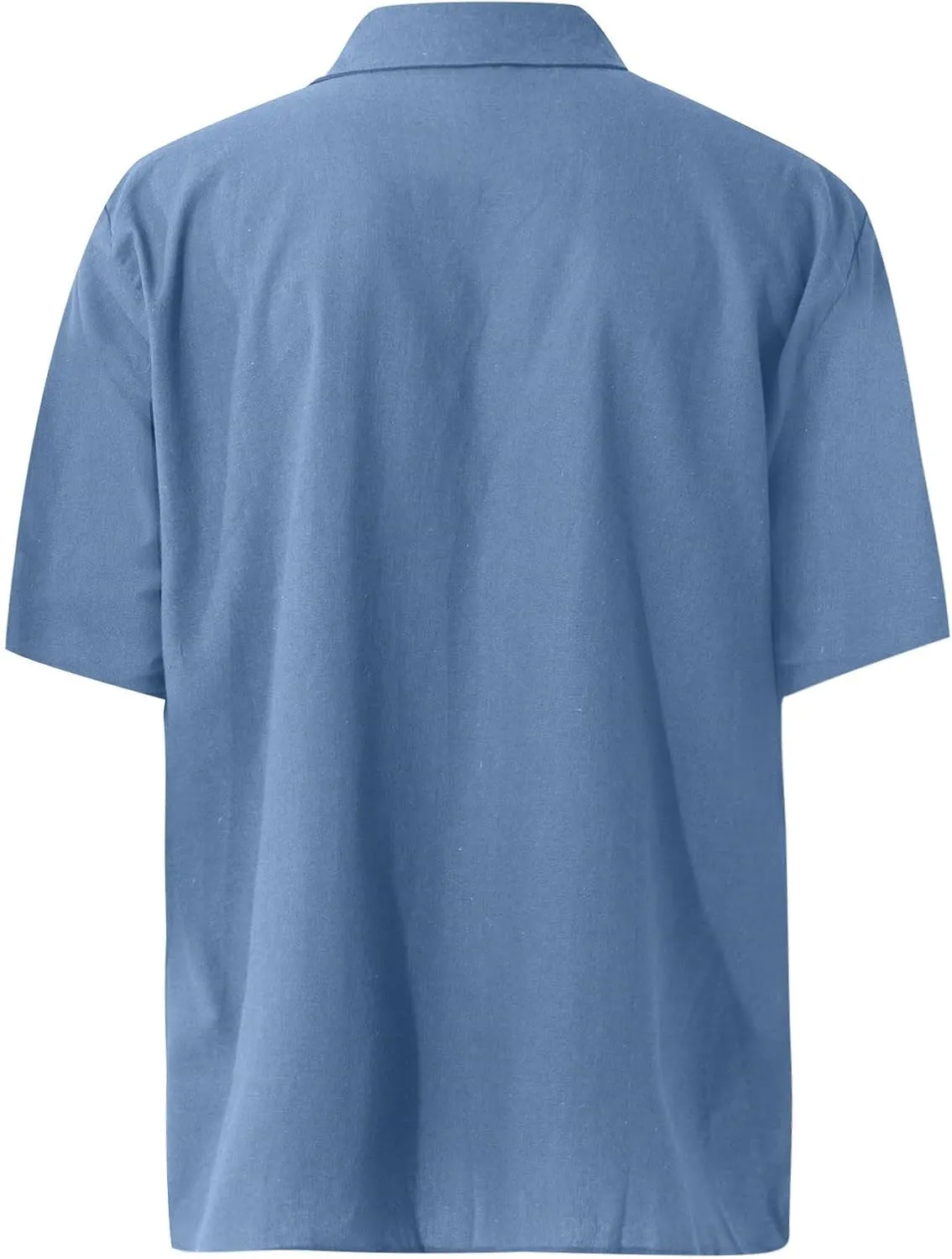 RTRDE Men's Casual Button-Down Shirts Casual Cotton Linen Solid Color Short Sleeve Shirts Loose Casual Shirts