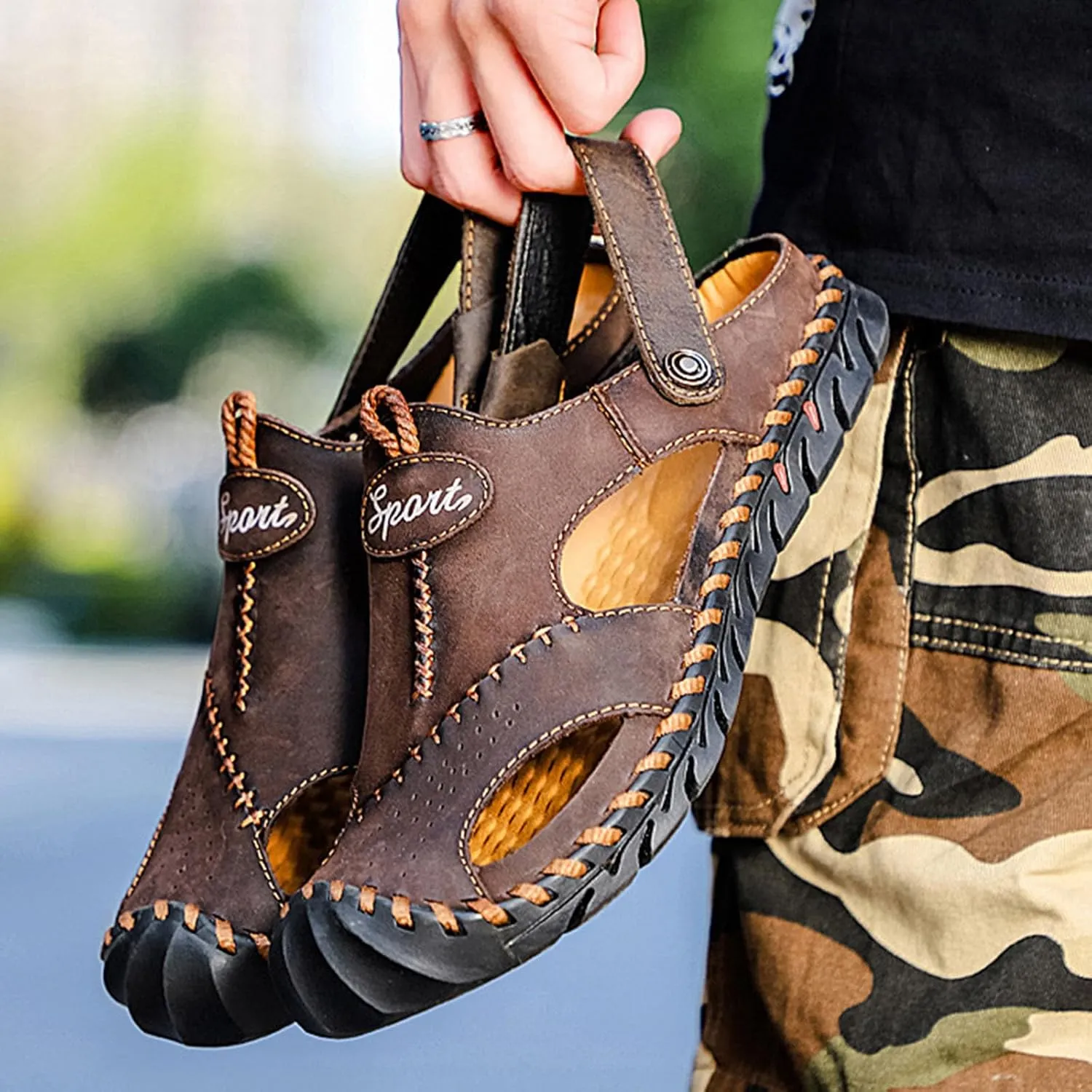 Sandals Men, Men Sandals Vintage Handmade Closed Toe Summer Outdoor Hiking Sports Shoes Fisherman Water Sandal 2025