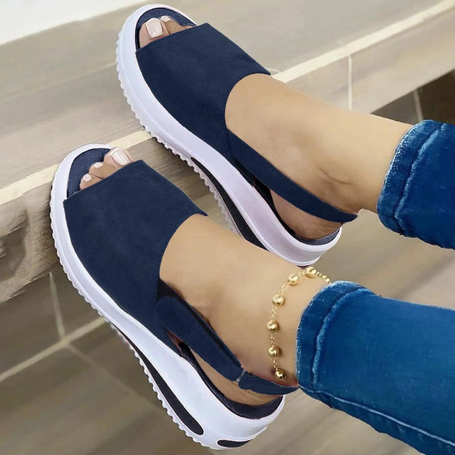 Sandals Women Open Toe Anti Slip Comfortable Walking Womens Sandals Wedge Summer Dressy Orthopedic Platform Sandals