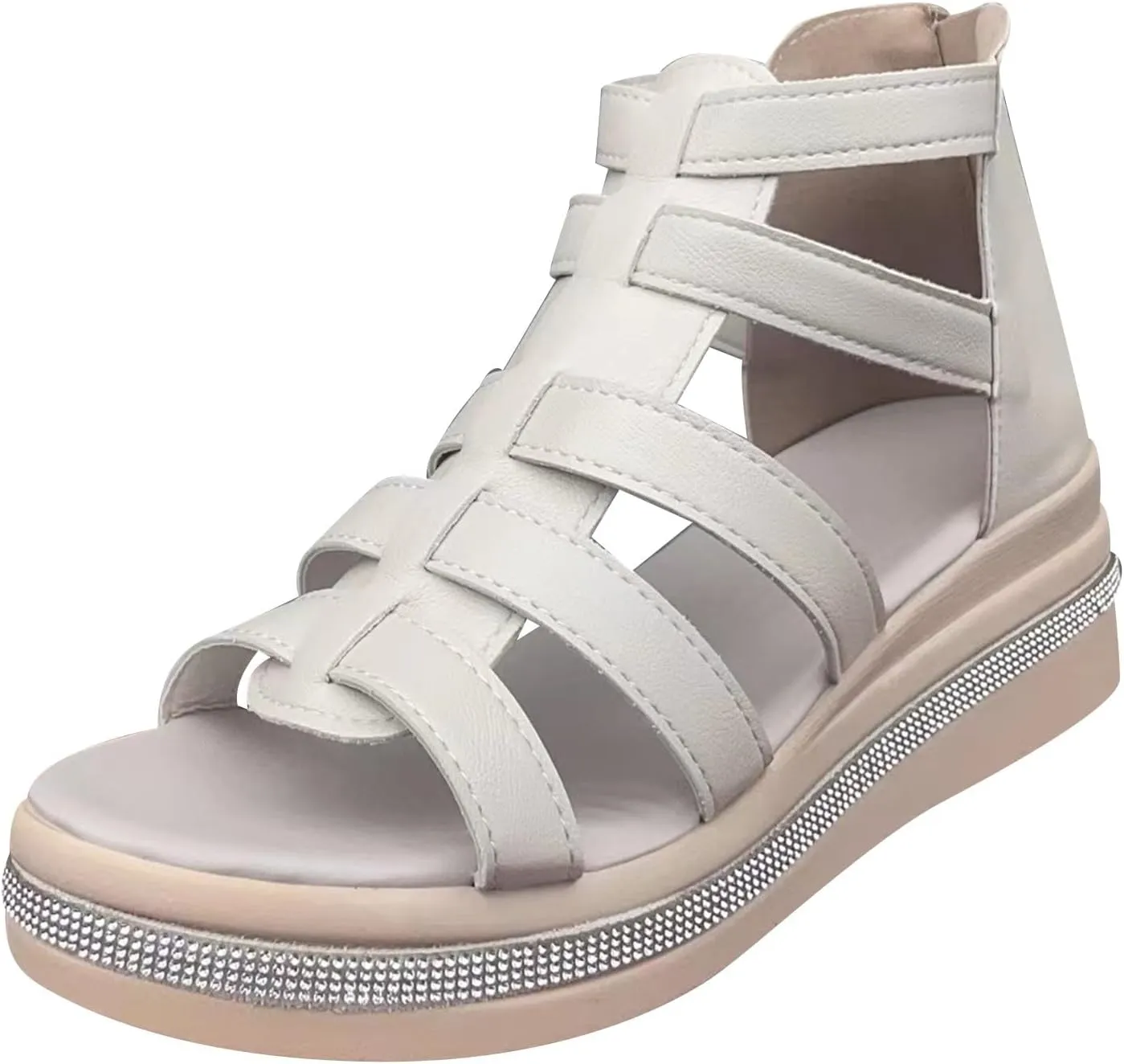 Sandals Womens Summer Comfortable Dressy Platform Womens Sandals Casual Cross Ankle Strap Wedge Sandals Women