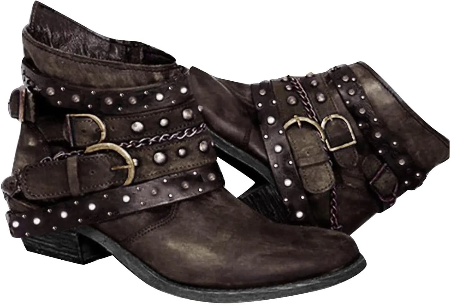 SBGMoSJ Ankle Boots Wedge for Women Leather High Heel Ankle Boots for Women Sexy Blowfish Wedge Booties for Women Short Brown Winter Boots for Women Botas Para Mujer Elegantes Bajitas