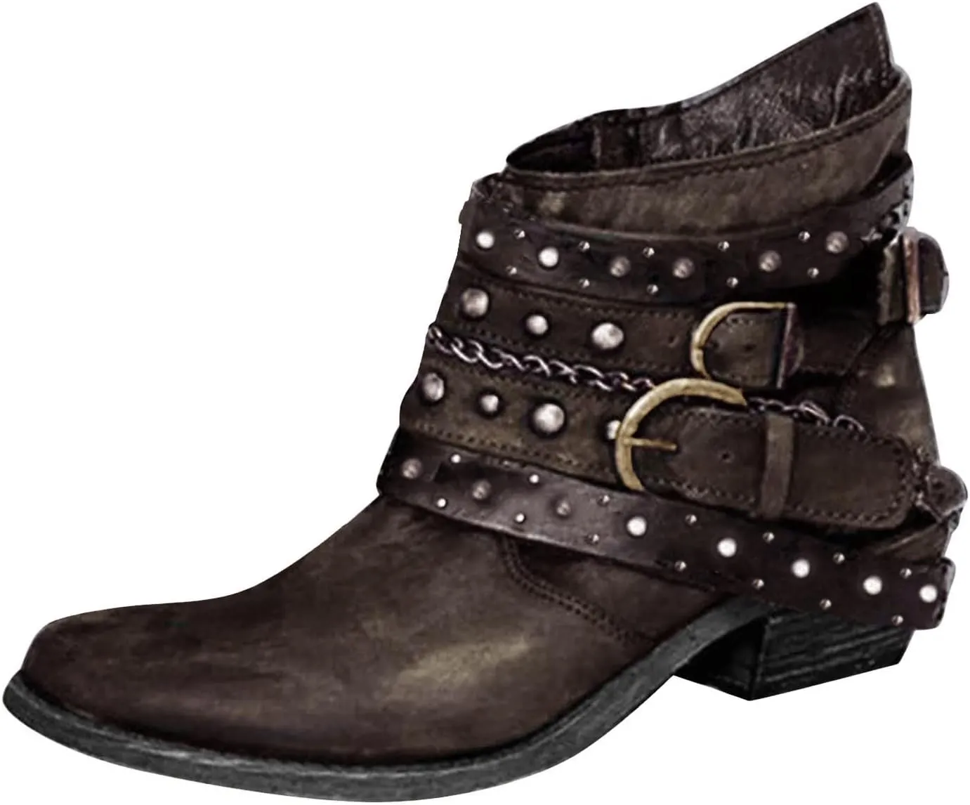 SBGMoSJ Ankle Boots Wedge for Women Leather High Heel Ankle Boots for Women Sexy Blowfish Wedge Booties for Women Short Brown Winter Boots for Women Botas Para Mujer Elegantes Bajitas