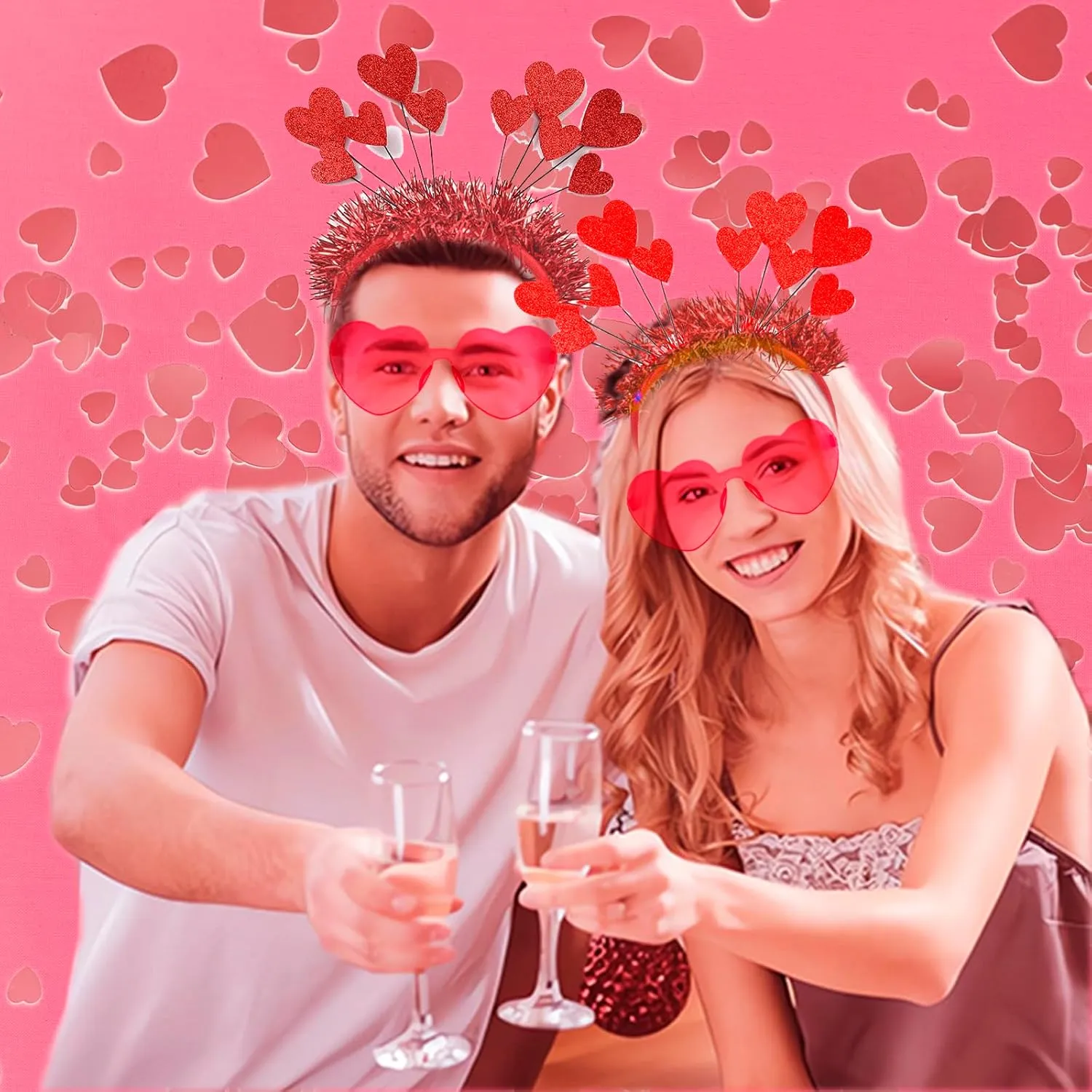 Sequin Love Heart Boppers Headbands Heart Sunglasses, Perfect Hair Accessories for Wedding Birthday