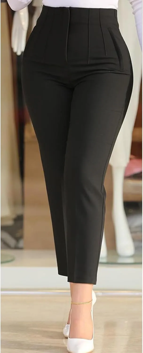 Sexyshine Women's Pleated High Waist Blazer Pants Straight Leg Loose Fit Business Work Office Lady Trousers with Pocket