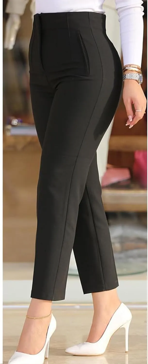 Sexyshine Women's Pleated High Waist Blazer Pants Straight Leg Loose Fit Business Work Office Lady Trousers with Pocket