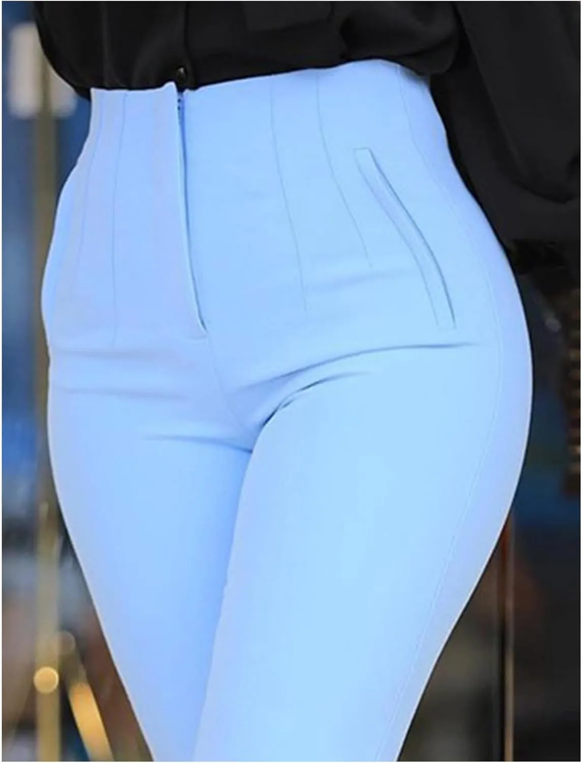 Sexyshine Women's Pleated High Waist Blazer Pants Straight Leg Loose Fit Business Work Office Lady Trousers with Pocket