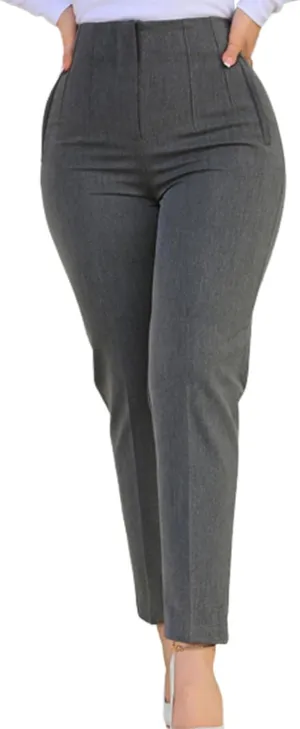 Sexyshine Women's Pleated High Waist Blazer Pants Straight Leg Loose Fit Business Work Office Lady Trousers with Pocket